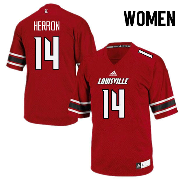 Women #14 Stephen Herron Louisville Cardinals College Football Jerseys Stitched Sale-Red